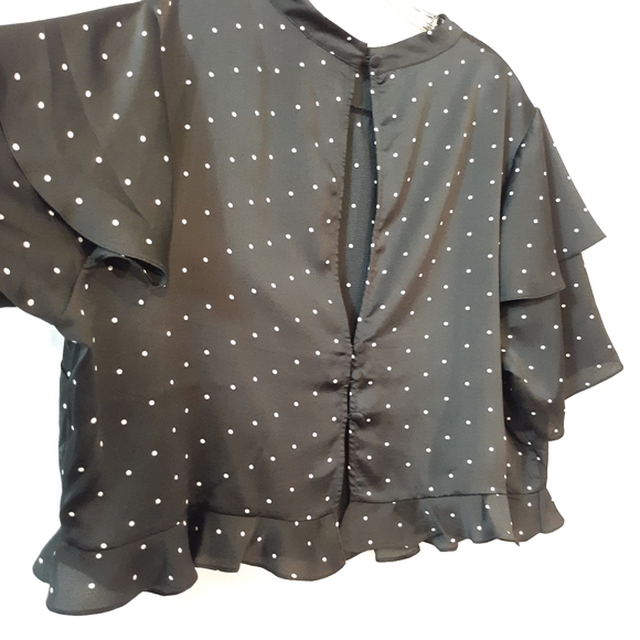 Asos Polka Dot Ruffle Open Back Crop Top - Picture 5 of 8